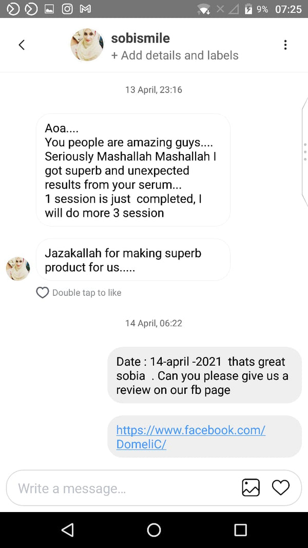 WhatsApp Customer Review Chat Screenshot