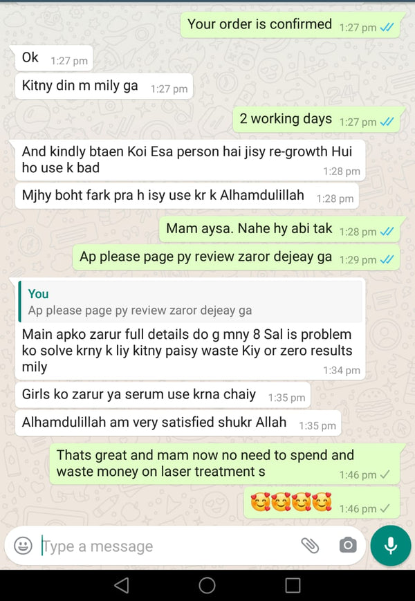 WhatsApp Customer Review Chat Screenshot